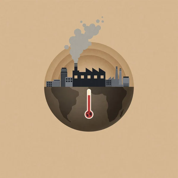 Contaminación Chimenea Industrial Con Humo Medio Ambiente Calentamiento Global Concepto — Vector de stock