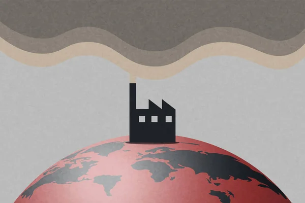 Cambio Climático Concepto Calentamiento Global Contaminación Del Aire Fábrica Tierra — Vector de stock