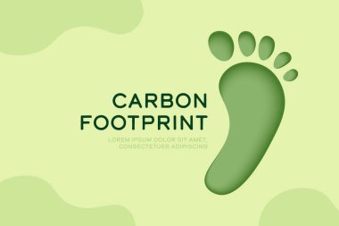 Karbon Ayak İzi ikonu. Ekoloji ve çevre sürdürülebilir kalkınma kavramı tasarımı. Kağıt kesiği vektör illüstrasyonu.