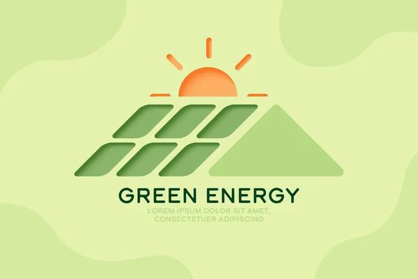 Sonnenkollektor Und Sonne Papierkunst Erneuerbare Energien Und Nachhaltigkeitskonzept Hintergrund Banner — Stockvektor