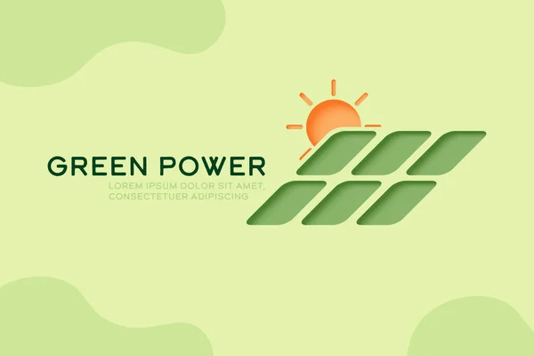 Sonnenkollektor Und Sonne Papierkunst Erneuerbare Energien Und Nachhaltigkeitskonzept Hintergrund Banner — Stockvektor