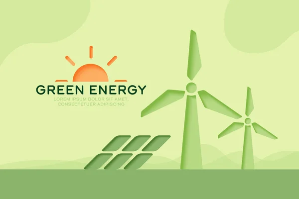 Wind Turbine Wind Power Paper Art Style Renewable Energy Sustainability — Stock Vector