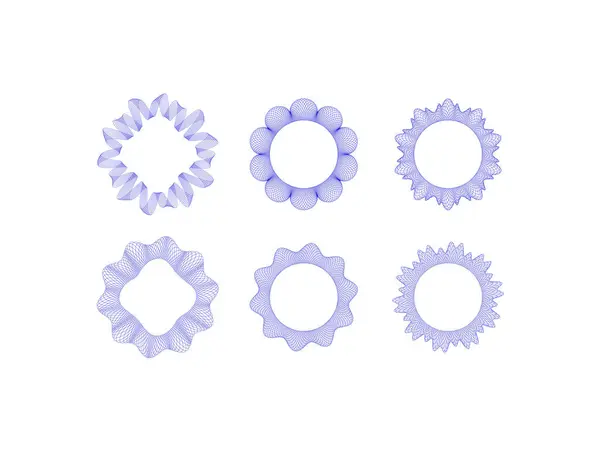 Guilloche Sınır Rosette vektör grafiği. Sertifika, diploma, fiş, para tasarımı, para birimi, çek, bilet vesaire için dairesel lonca. Vektör çizimi. İnce çizgilerden soyut desen roseti.