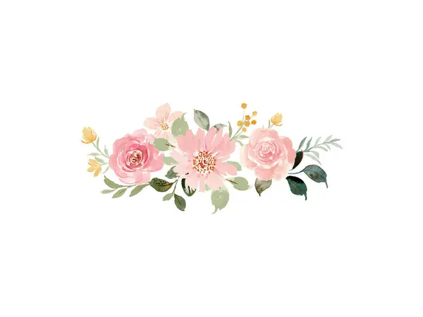 Rose Floral suluboya düğün davetiyesi şablonu. Kart kullanmaya hazır. Güllü suluboya davetiye tasarımı, yapraklar. çiçek ve suluboya arka plan. Çiçek elementleri, botanik suluboya çizimleri. Düğün şablonu.