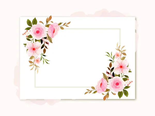 Altın çerçeveli pembe renkte pastel bir çiçek. Suluboya güller ve yapraklarla kaplı kare çerçeve. Kutlama kartları için el çizimi şablon ya da izole arka planda altın desenli düğün davetiyeleri. Parti tasarımı için çiçek çizimi. 