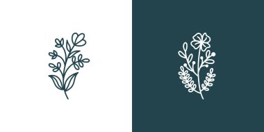 çiçek ve botanik çizimi, modaya uygun küçük dövme tasarımı, çiçek elementleri vektör çizimi