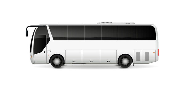 Travel Passenger Bus for advertising and your design. Realistic coach mockup Side view