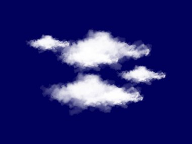 Derin mavi gökyüzüne karşı kabarık beyaz bulutları gösteren, huzurlu ve huzurlu bir atmosfer yaratan dijital bir illüstrasyon. Bulutlar yumuşak ve rüya gibi görünüyor..