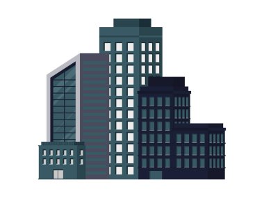 Modern binalardan oluşan bir kümenin resmi. Binaların çok sayıda penceresi var ve beyaz bir zemin üzerine kurulmuş, minimalist ve temiz bir manzara yaratıyor. 150