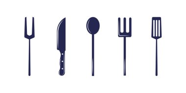 Yemek pişirme enstrümanı Vektör Clipart. Şef enstrümanları Siluet Vektörü