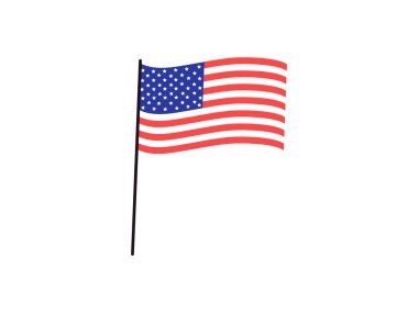 Metal bir bayrak direğinde Amerikan bayrağı. Dalgalı ABD bayrağı illüstrasyonu