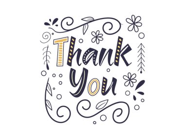 Çiçekli ve kıvrımlı dekoratif bir teşekkür tasarımı. Kartlar, davetiyeler ya da minnettarlık ifadesi için mükemmel. Beyaz üzerine siyah ve altın harfler.