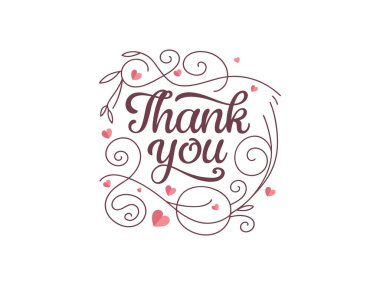 girdaplı ve kalpli bir teşekkür grafiği. Dekoratif tasarım kartlar, mesajlar için mükemmeldir ve minnettarlığı şık bir şekilde ifade eder..