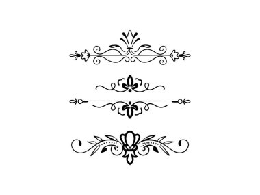 Beyaz arkaplandaki dört siyah çiçekli element tasarım ve dekorasyonlara zarif bir dokunuş eklemek için mükemmel. Davetiyeler veya kartlar için kullan.