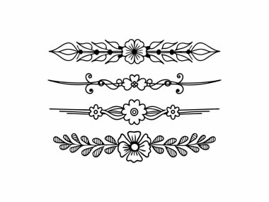 Çiçekler, yapraklar ve basit bir siyah çizgi sanat tarzında girdaplarla sergilenir. Temiz bir tasarım için beyaz bir arkaplana karşı dizayn edilir..