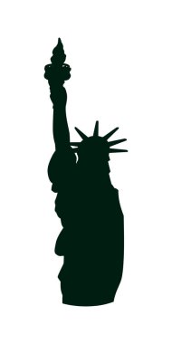 Özgürlük Anıtı 'nın klasik vektör silueti Amerikan özgürlüğünü, demokrasisini ve ulusal ve vatansever tasarımlar için ikonik New York anıtını sembolize ediyor.
