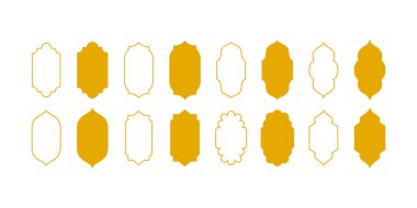 Geleneksel desenli, benzersiz İslami şekiller ve dekoratif çerçeve vektörü koleksiyonu, şenlikli selamlar, davetiyeler, dini posterler ve kültürel tasarımlar için mükemmel.