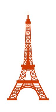 Eyfel Kulesi silüet vektör illüstrasyonunda seyahat, turizm, kültür, dekor ve Avrupa tasarım temaları için ikonik Fransız tarihi mimarisi sergileniyor