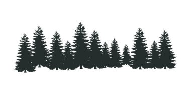 Noel ve Yeni Yıl için mükemmel bir köknar ağacı silueti koleksiyonu. Çam şekilleri, tatil unsurları ve mevsimlik temalar için kış süslemeleri içeriyor.