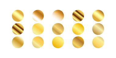 Tasarım projeleri, ambalaj ve arka planlar da dahil olmak üzere zengin bir koleksiyonda kaliteli metalik tonlara sahip lüks altın gradyan paleti.