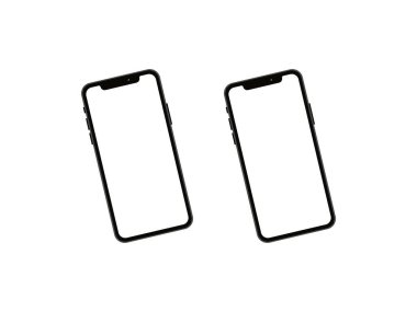 UI, web tasarımı, uygulama önizlemesi veya sunum amaçları için izole edilmiş beyaz arkaplan ile 3D 'de bir mobil aygıtın ön görünümünü gösteren gerçekçi akıllı telefon modeli