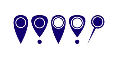 Uygulamalar, navigasyon, seyahat ve GPS sistemleri için farklı biçim ve renklerde vektör konum iğnesi ve harita işaretleyici simgelerinin modern koleksiyonu