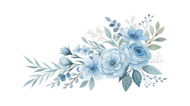 Tekstil baskıları, ambalaj kağıtları, düğün temaları ve dekoratif kırtasiye malzemeleri için elle düzenlenmiş çiçek tasarımı unsurları içeren el yapımı suluboya çizimi.