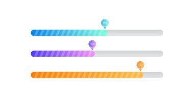 Web UI tasarımı, mobil uygulama arayüzü ve dijital konsol grafikleri için modern önyükleme çubuğu ve ilerleme göstergelerinin vektör ilülasyonu