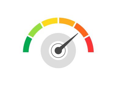 Yeşil-kırmızı seviyeleri gösteren gösterge paneli için ok göstergeli vektör hız göstergesi. Otomatik veya makine denetimi için renkli performans göstergesi