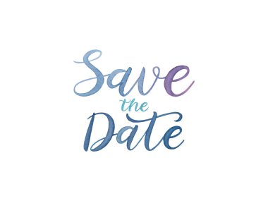 Düğünler, anonslar ve dekoratif romantik etkinlikler için zarif tipografi tasarımı ile suluboya ile Romantik 'Tarihi Kaydet' kaligrafisi