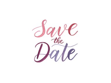 Romantik Tarihi Kaydet tebrik kartı tasarımı üzerine suluboya el çizimi, düğün duyuruları, olay kırtasiyesi ve sanatsal dekoratif öğeler için mükemmel