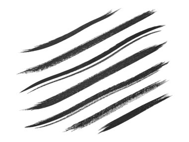 Farklı grunge tarzı boya ve mürekkep fırçası darbeleri. Soyut tasarım, dekorasyon ve sanat çalışmaları için elle çizilmiş vuruş elementleri.