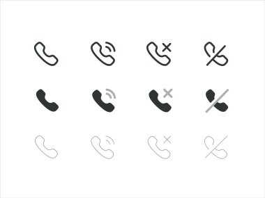 Basit düz tasarımı olan minimalist çağrı simgesi vektör çizimi, mobil uygulamalar, iletişim araçları, müşteri hizmetleri ve teknoloji temalı grafikler için mükemmel