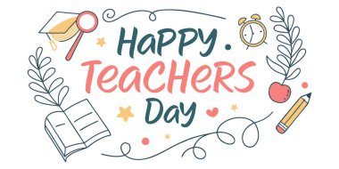 Öğretmenler Günü Sancak Şablonu, Yaratıcı Tipografi Tasarımı, Zarif Tebrik Kartı, Dijital Poster, Öğretmenler Günü Takdir Kutlaması