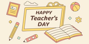 Öğretmenler Günü Afişi, Yaratıcı Tipografi Tasarımı, Öğretmenler için Kutlama Kutlaması, Zarif Kutlama Kartı, Poster ve Davetiyeler için Dijital Şablon