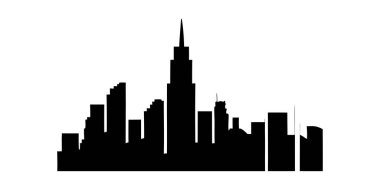 Uzun gökdelenler, gökdelenler gökdelenler, gökyüzü mimari tasarım, şehir manzarası konsepti ile modern şehir manzarası çizimi