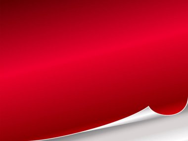 Gerçekçi kıvrım vektör illüstrasyonu içeren kıvrımlı sayfa köşesi boş kırmızı kağıt tablosu katla kat kat tasarım ögesini dokümanlar, posterler, duyurular veya dijital yerleşimler için düzenle.