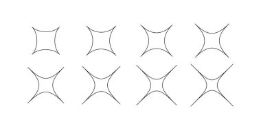 Basit Yıldız Patlaması Sembolleri, Minimum Parlayan Yıldız ve Parlak Şekillerin Vektör Resmedilmesi ile Parıldayan Yıldız Simgesi