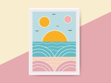 Abstract minimal summer horizontal poster design with trendy modern background layout for sale, advertising, cover template, web banner, brochure and promotional branding