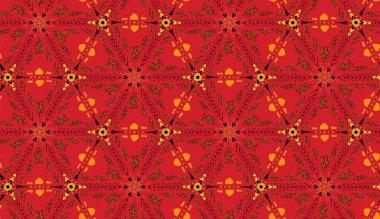 Kırmızı etnik soyut desen, folklorik nakış ve Meksika stili. Halı, duvar kağıdı, giysi, ambalaj, kumaş, örtü için tasarım.