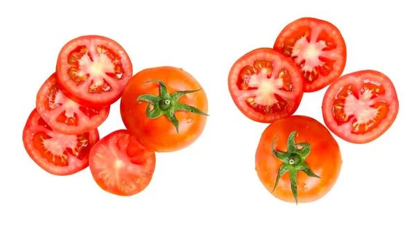Geschnittene Tomaten Isoliert Auf Weißem Hintergrund — Stockfoto
