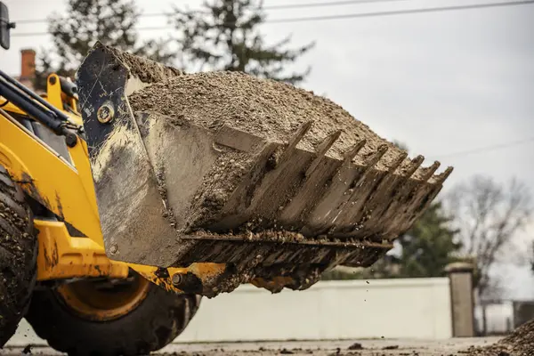 Cropped Picture Bulldozer Removing Gravel Reconstruction Area — Stock Photo, Image