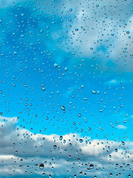 Raindrops Window Cloudy Sky — Stock Photo, Image