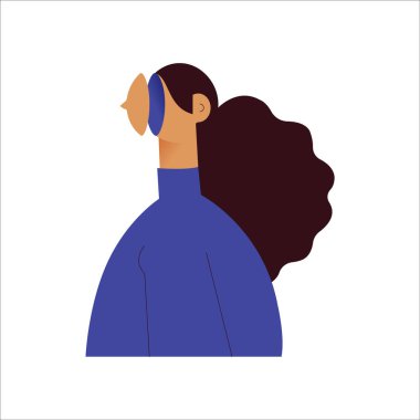 Genç bayan maskesini çıkarıyor. Zihinsel sağlık sorunları, bağımsızlık ve depresyon. Modern düz vektör illüstrasyonu