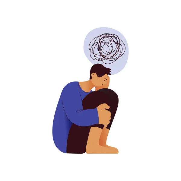 Ilustración Trastornos Mentales Hombre Frustrado Con Problema Nervioso Siente Ansiedad Vector de stock
