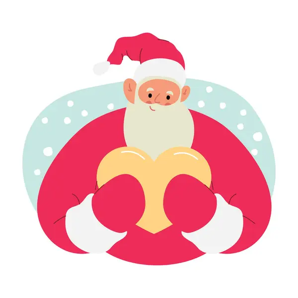 Ilustrasi Vektor Datar Modern Tentang Santa Claus Yang Ceria Memegang Stok Vektor Bebas Royalti