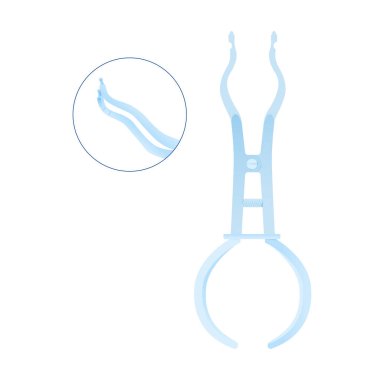 Diş Plastik Pensi Kıskacı. Ayrıntılı Çember 'i kapatın. Dişçi Ağzı Aracı. Cerrahi Diş Enstrümanları. Modern Düz Vektör İllüstrasyonu.