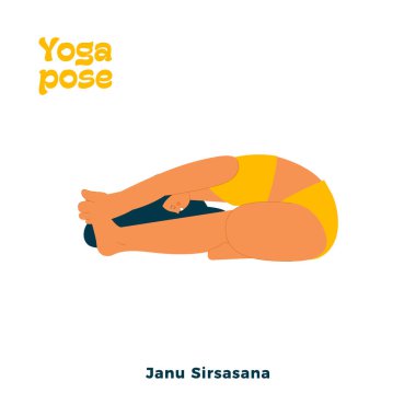 Koyu tenli kadın, beyaz arka planda izole edilmiş yoga pozu veriyor. Janu Sirsasana - Diz çökün.