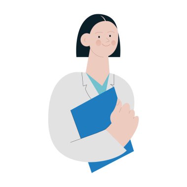 Kadın tıp uzmanıyım. Modern Düz Vektör Tasviri. 