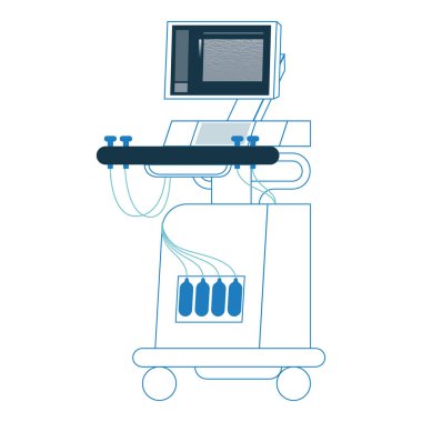 Ultrasonografi tarayıcısı. Tıbbi teçhizat. Modern Düz Vektör Tasviri.